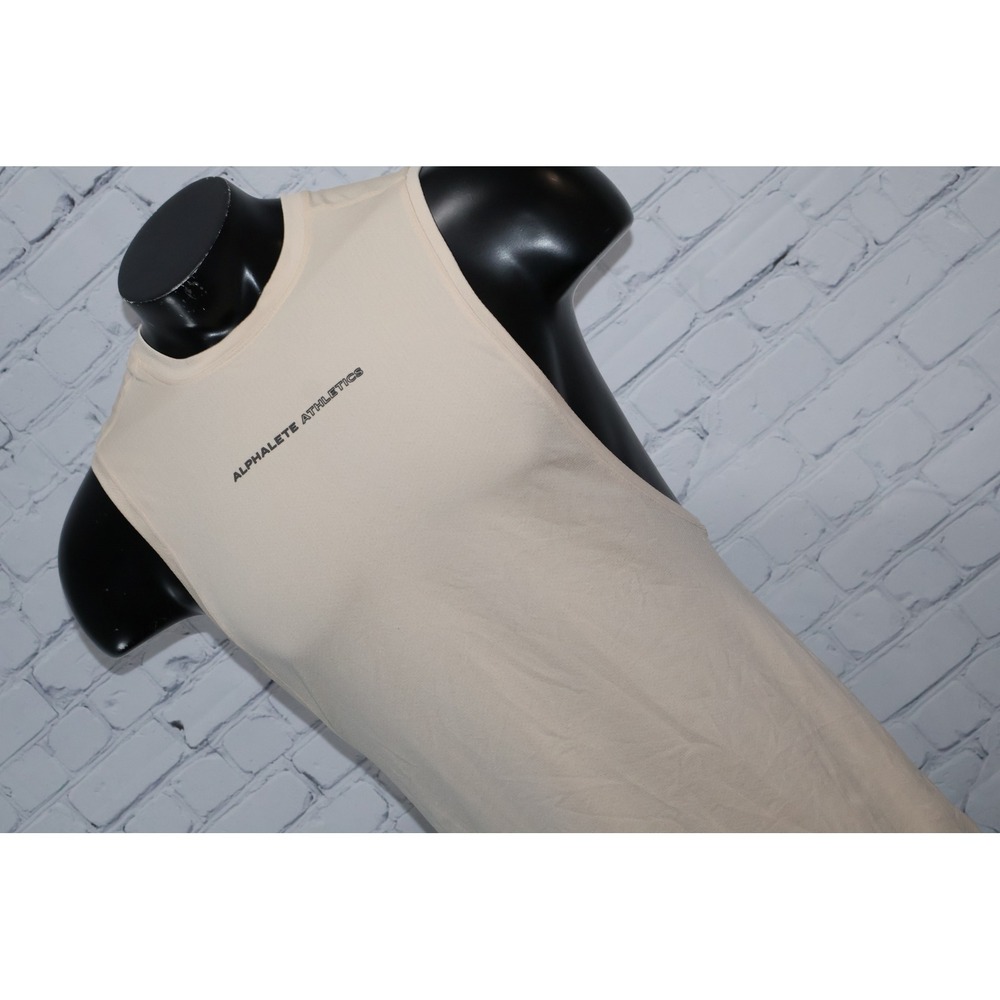 Alphalete Athletics Tank Top Mens Medium Tan Muscle Shirt Sleeveless Gym Workout